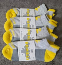 4-Pack 4 pairs Bombas Original Ankle Socks Canary Yellow Grey Women's Medium