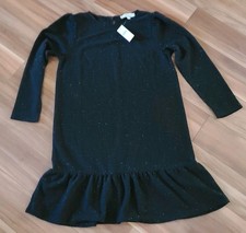NWT Loft Womens S Black Multicolored Marl Ruffle Swing Dress Long Sleeve