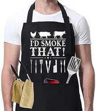 Aprons for Men Funny, I'd Smoke That Barbecue Grilling BBQ apron Smoker Gift