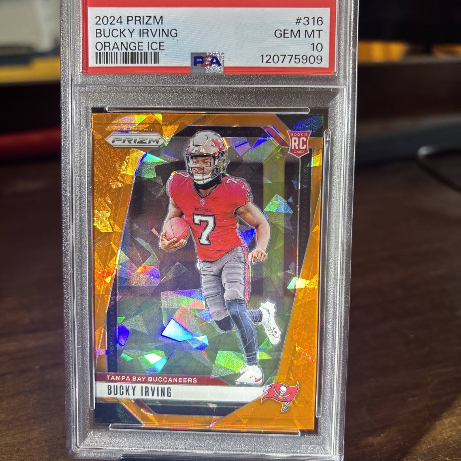 2024 Panini Prizm - Rookies Bucky Irving #316 Orange Ice Prizm (RC) PSA 10
