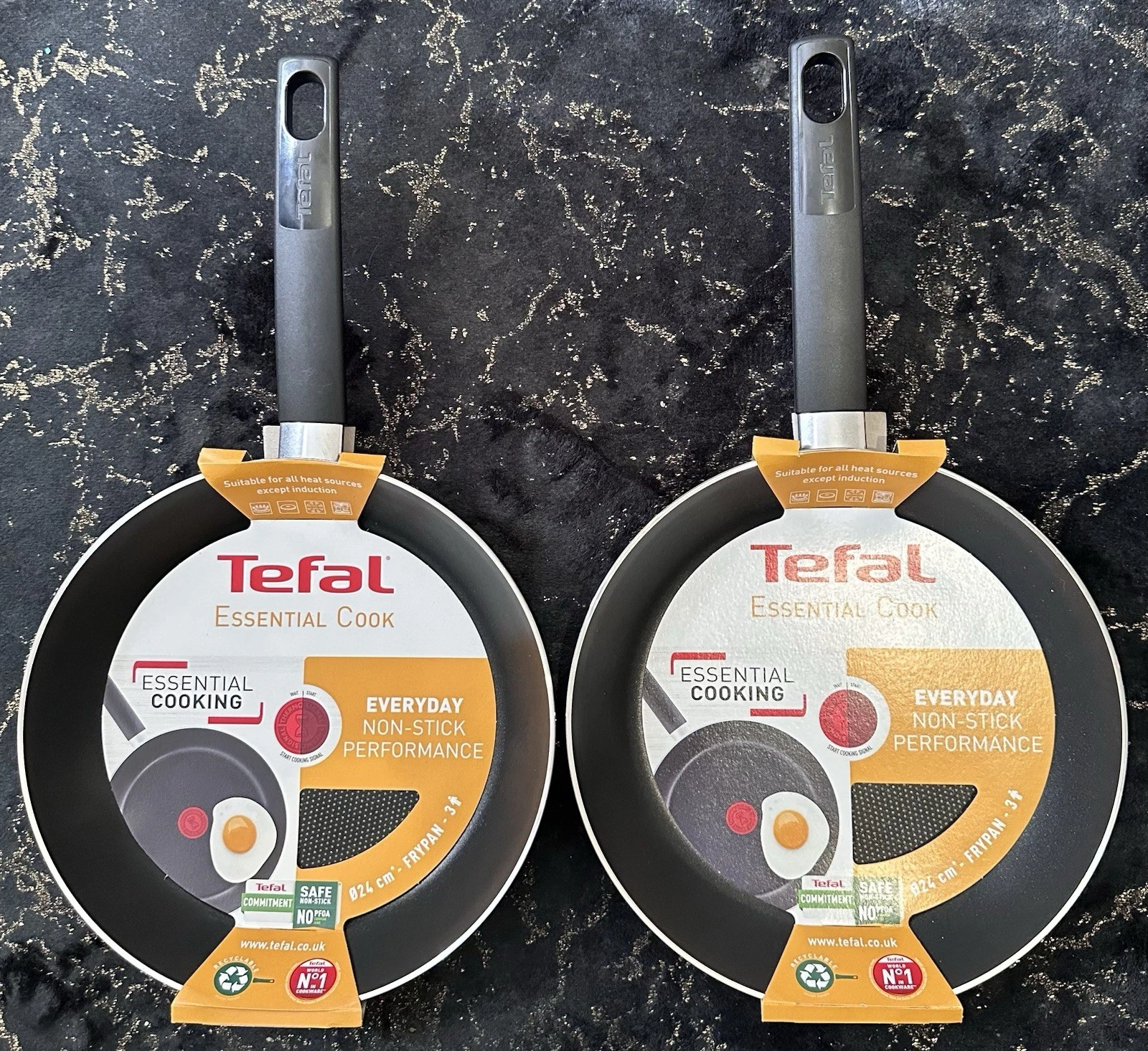 2X Tefal 24cm Non-stick Frying Pans Skillets Kitchen Cookware Set