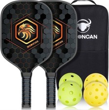 BISONCAN Pickleball Paddles - Pickleball Set w/2 Fiberglass Paddles 4 Balls NIB