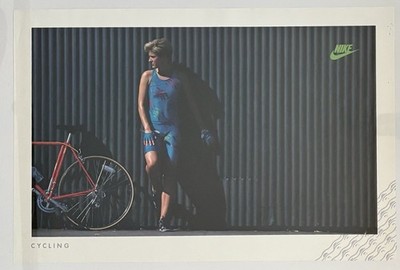 Vintage Nike Cycling Poster 17x25 Bicycle Athlete Swoosh Graphic