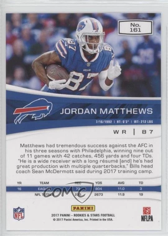 2017 Panini Rookies & Stars Hanger Pack Purple Jordan Matthews #161 - Image 2 of 2