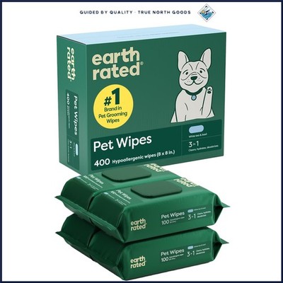 400 Count Cleaning Wipes for Dogs and Cats, Aloe Vera and Shea Butter Formula