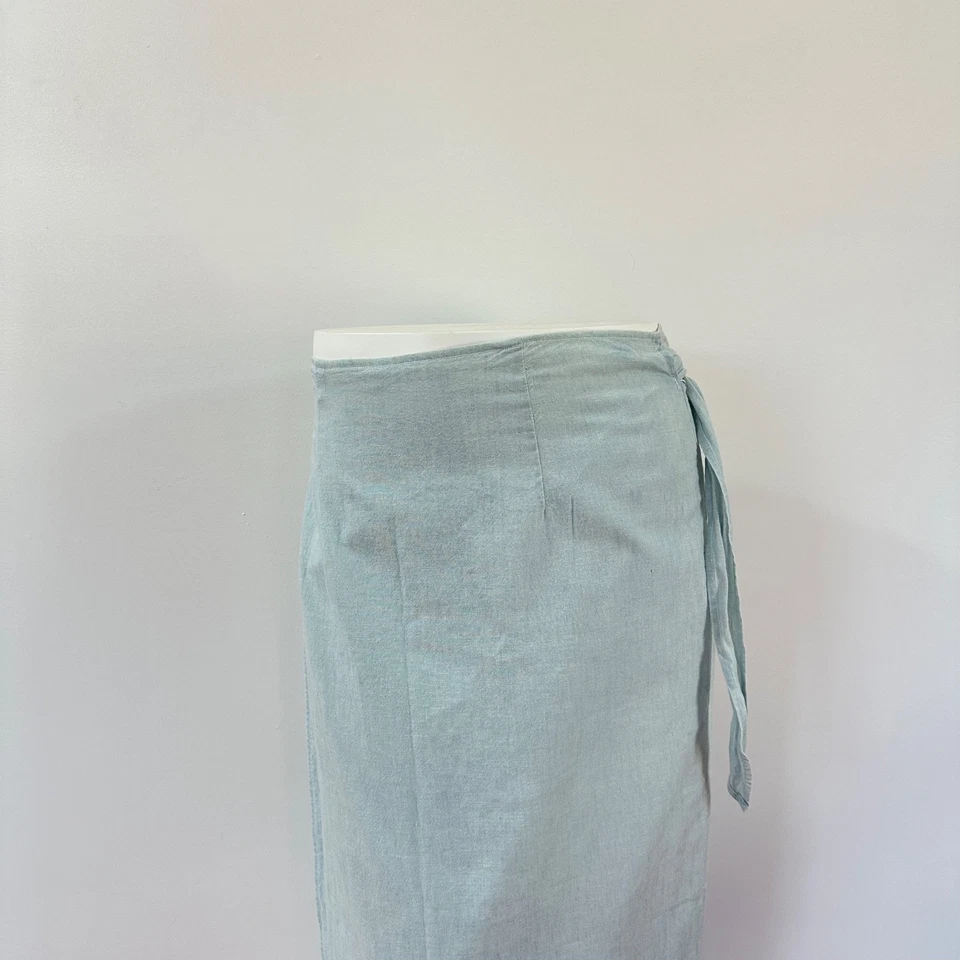 Ralph Lauren женщин хлопок надежном Midi юбка размер L синий 90-х винтажный Chambray - Изображение 2 из 4