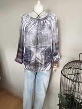 Bluse bunt Chiffon Italy 42 Stern Strass schulterfrei