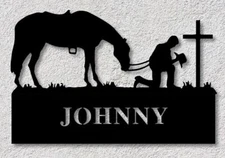 Personalized horse cowboy sign, Custom Metal ranch sign, Farmhouse Outdoor Decor