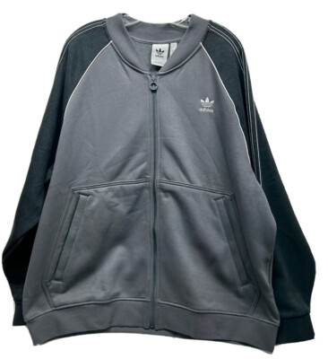 Adidas Mens Size XL Gray Fleece SST Full Zip Long Sleeve Track Jacket New (L9)