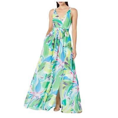 Aidan By Adrianna Papell Printed Chiffon Maxi Dress Multicolor Womens Size  8 | eBay