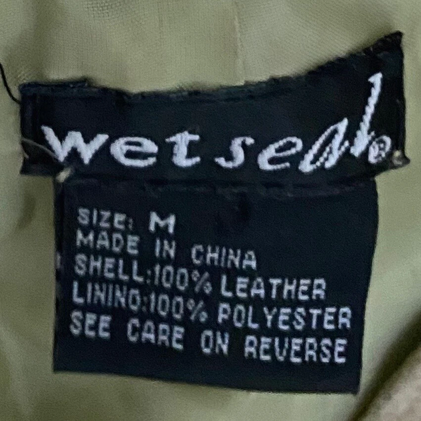 复古 90 年代 Y2K Wet Seal 中号风衣夹克 100% 皮革麂皮绒腰带棕褐色 g — 第 3/4 张图片