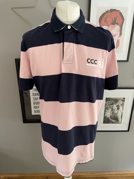pink and blue polo shirt
