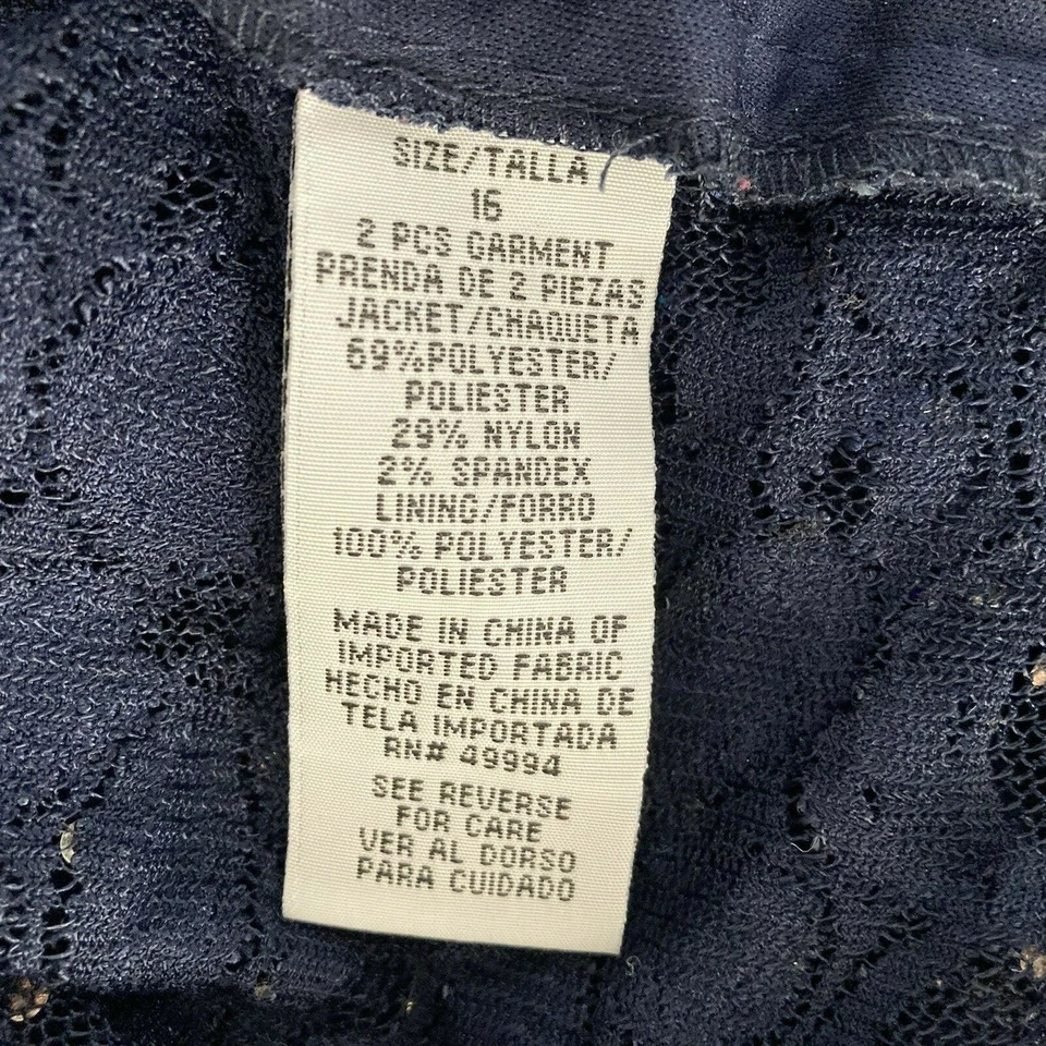 Chaqueta De Colección R&M Richard’s Formal Lentejuelas Bolero Encaje Midriff Azul Real 16 Foto 3 de 4