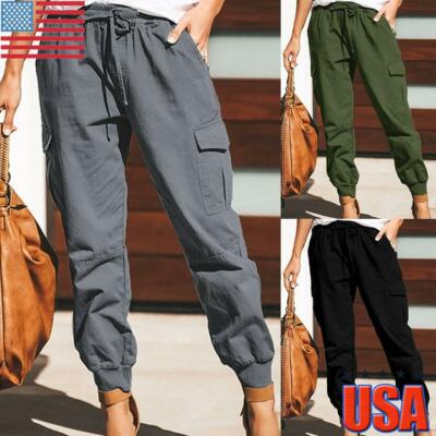 Women Combat Cargo Pants Ladies Loose 