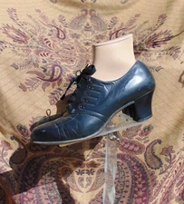 VTg 40s Selby Arch Preservers Black Leather Granny Oxfords Deco shoes sz 8