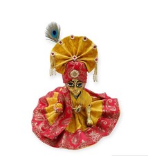 Laddu Gopal Thakur Ji Kanha JI Bal Gopal Fancy Dress with Pagdi Size 4