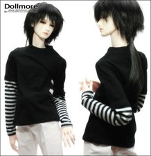 Dollmore 28" BJD clothes Model M Size - Striped Sleeve T Black