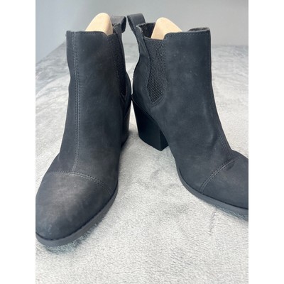 Toms Womens Everly Ankle Bootie Black Nubuck Leather Chelsea Boot Size 8