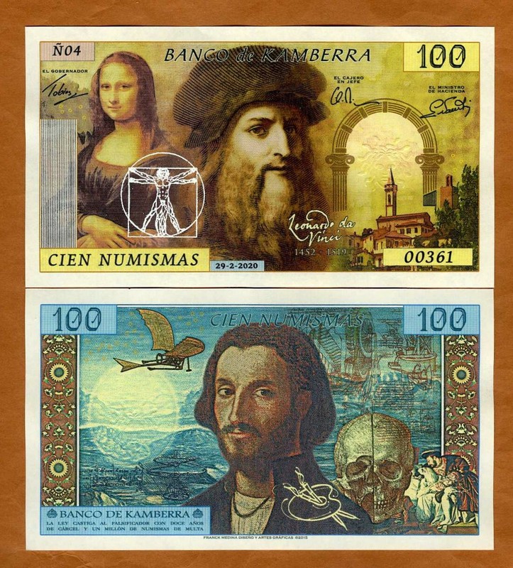 Kamberra, 100 Numismas, 2020 / 2021 UNC Leonardo da Vinci, upgraded security