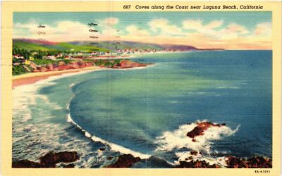 Vintage Postcard- Coves along the Coast near Laguna Beach, CA. Early 1900s