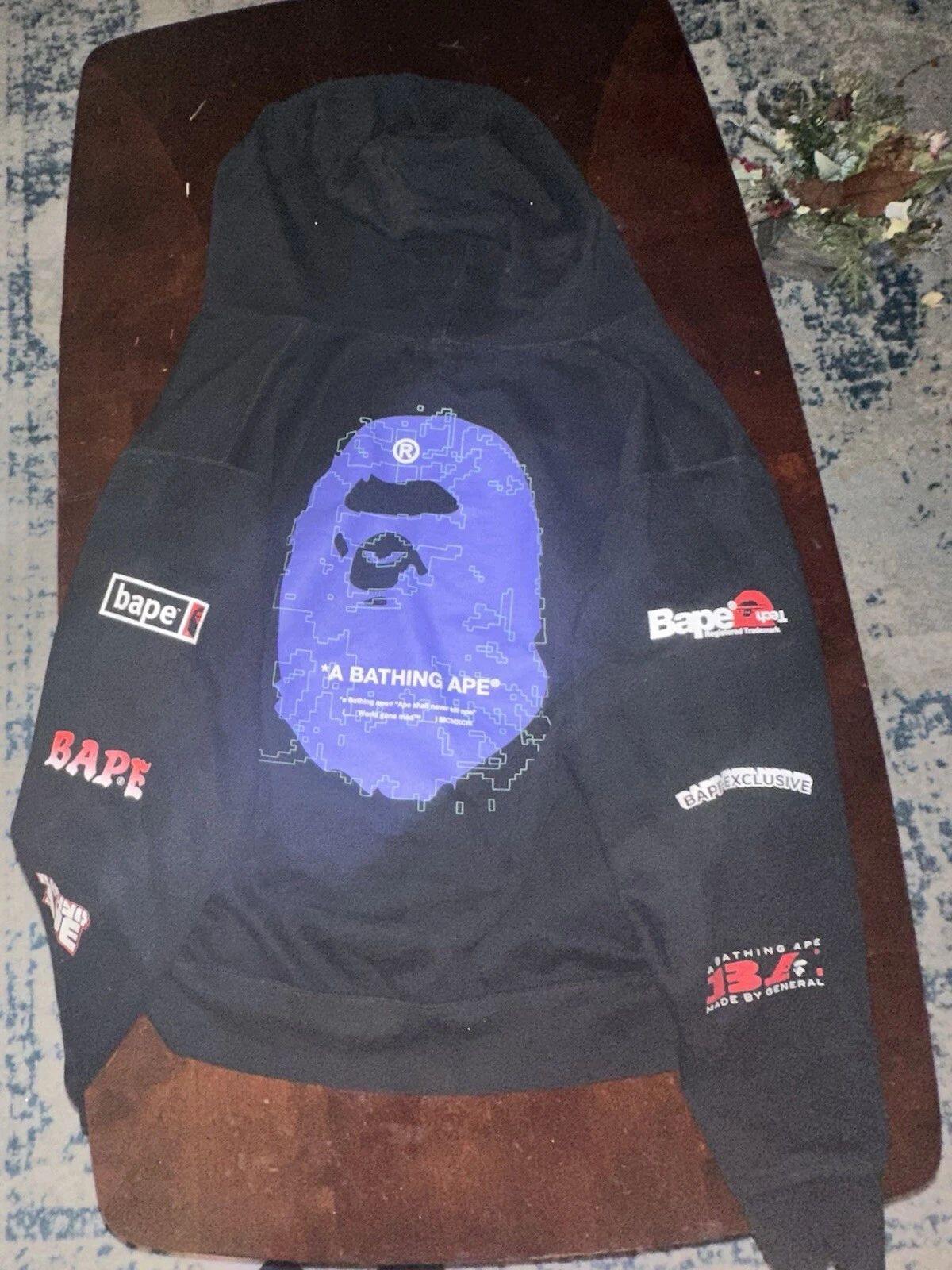 A BATHING APE (BAPE) Rara felpa con cappuccio viola testa di scimmia Bape store esclusiva full zip Bape TAGLIA L US