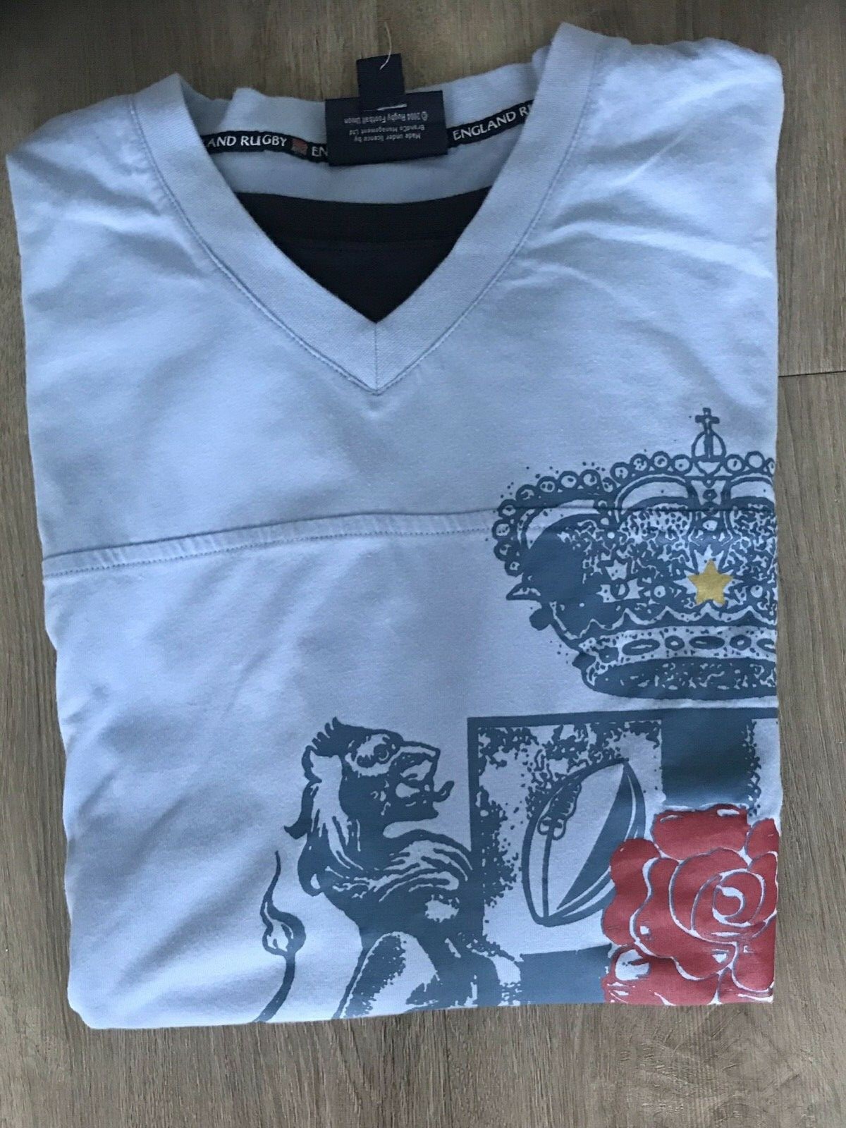 Rare Mens England Rugby Long Sleeve Blue T Shirt Official Licensed Product NWOT image 2