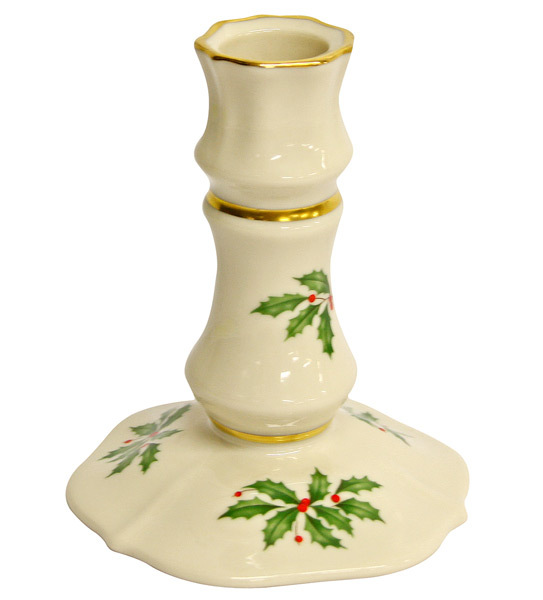 Lenox Holiday Candlestick Pair 2pc Taper Candle Holders Holly