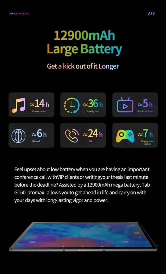 Powerful 14-inch tablet Android 14 16GB RAM 1TB ROM Deca-core UHD display - Image 4 of 4