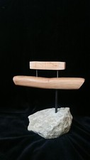 Maple, Oak, steel + stone table top sculpture hand made by Martin Kelly in Kent