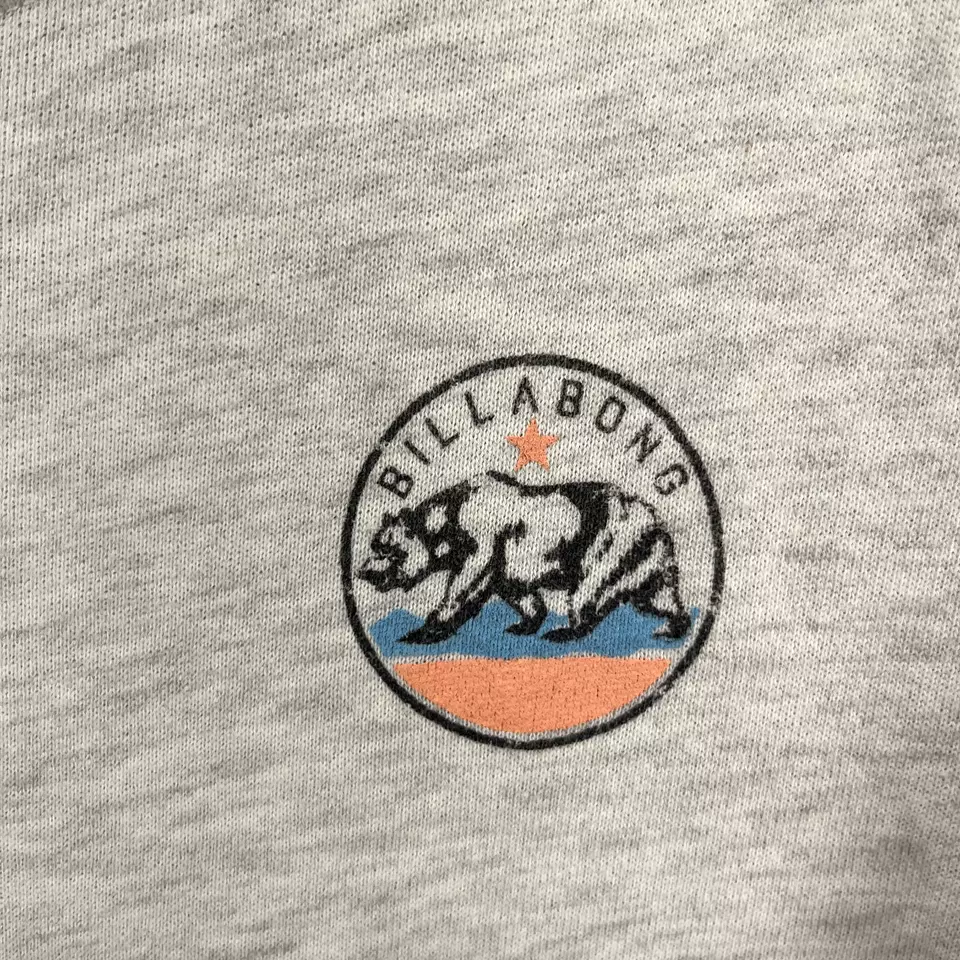 Billabong Sweatshirt Youth Large Beige Graphic Print Logo Design striped sleeve - Image 4 of 4