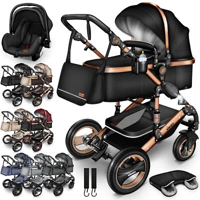 KIDUKU® 3 in 1 Kombi-Kinderwagen Buggy Reisebuggy inkl. Auto- Babyschale Faltbar