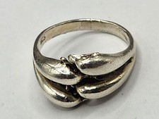 Vintage Size 7.5 Sterling Silver 925 Ring 4 Wrap Around Dolphins FREE SHIPPING