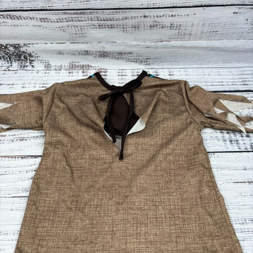 Tribu India 1 pieza Niño Pequeño Halloween Disfraz Camisa Marrón Tostado Azul Rojo Foto 4 de 4