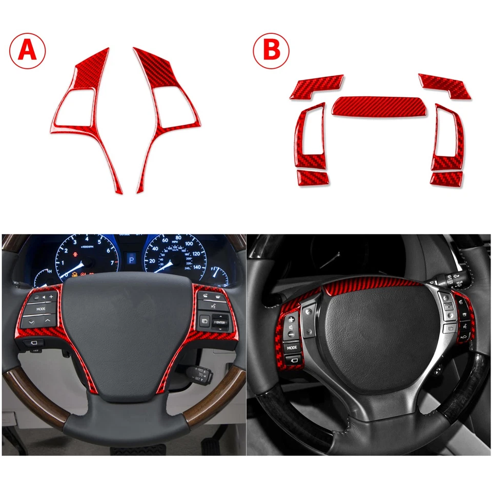 55 peças kits de fibra de carbono vermelha acabamento interno completo para Lexus RX RX350 RX450h 2010-15 - Imagem 4 de 4