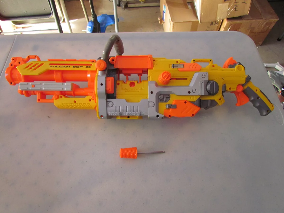 Nerf Vulcan EBF-25 Yellow And Orange Automatic Toy Dart Gun