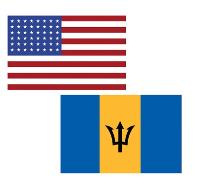 3'x5' Polyester USA & Barbados  Flag Set; One Flag for Each Country