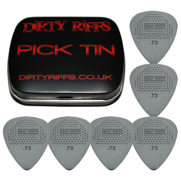 6 x Dunlop Max Grip Standard Guitar Picks / Plectrums - 0.73mm In A Pick Tin