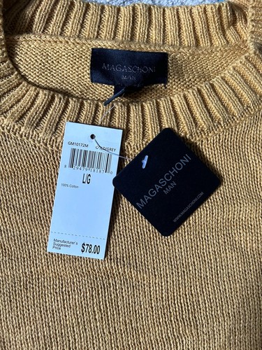 Magaschoni Sweater Men's Large Gold/Mustard Crew Neck NWT - Picture 4 of 5