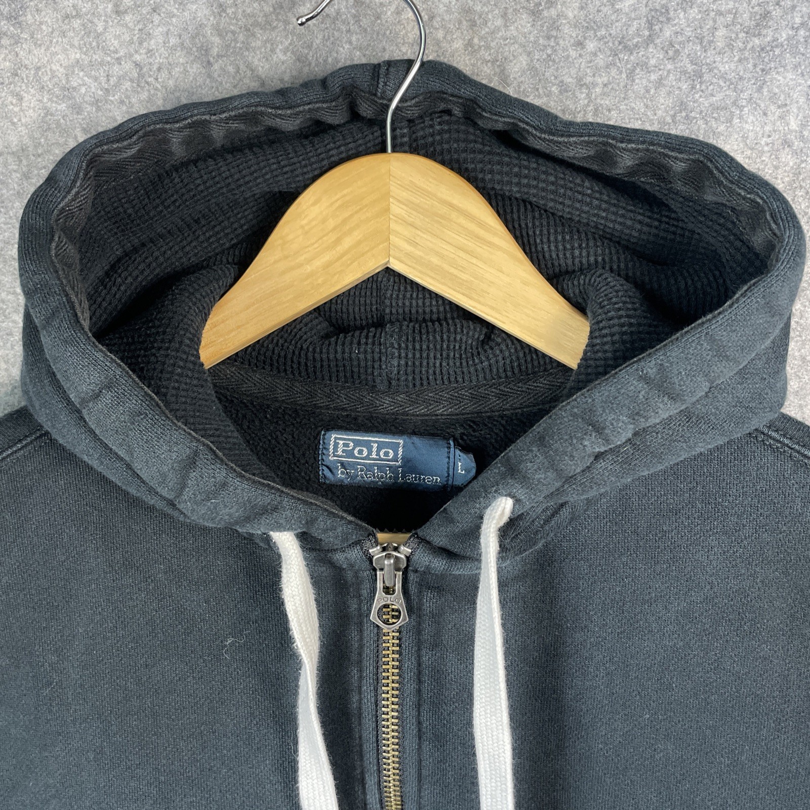 Polo Ralph Lauren uomo giacca full zip con cappuccio nera taglia L rosso pony ricamato