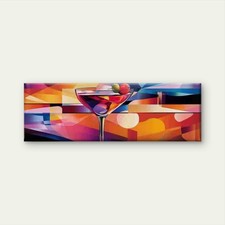 Panoramic Cocktail Glass Adorned with Olives Canvas Print Wall Art Home Decor