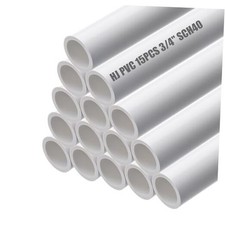 4FT Feet PVC Pipe 15PCS White Sch40 Industrial Pipes 3/4" 0.75 Inch