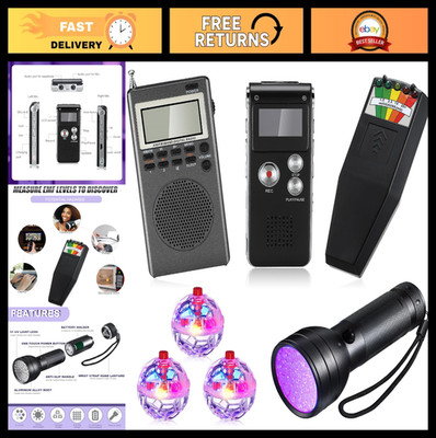 7-Pc Ghost Hunting Kit: EMF Detector, EVP Recorder, Handheld Radio, UV Flashligh
