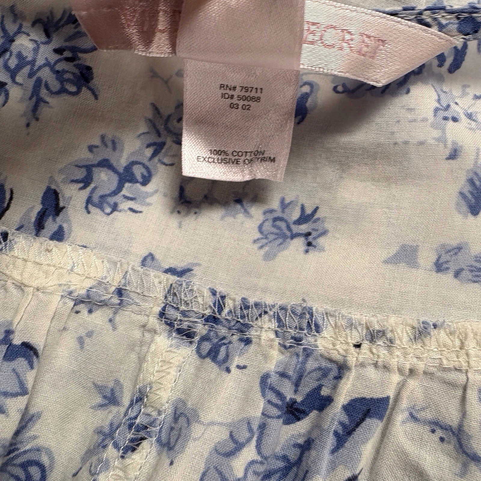 UNDERCOVER Abito vintage Victorias Secret cotone maxi floreale slip bianco blu taglia small