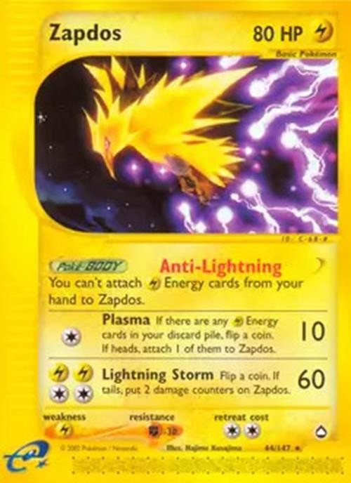 Zapdos - 44/147 - Pokemon Aquapolis Non-Holo Card HP