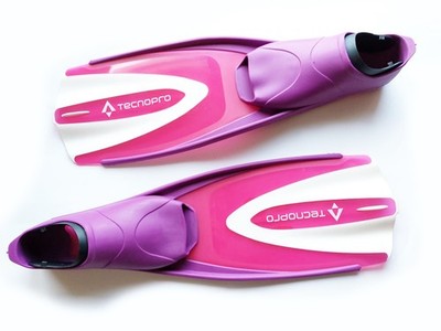 TECNOPRO Kinder Schnorchel Flossen Schwimmflossen Taucherflossen Gr:  27-30 rosa