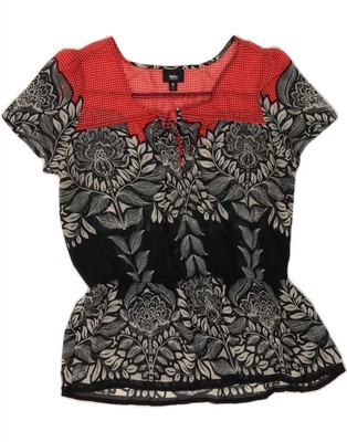 Mossimo Damen Bluse Top UK 14 Mittelgrau Blumenmuster Polyester SR02