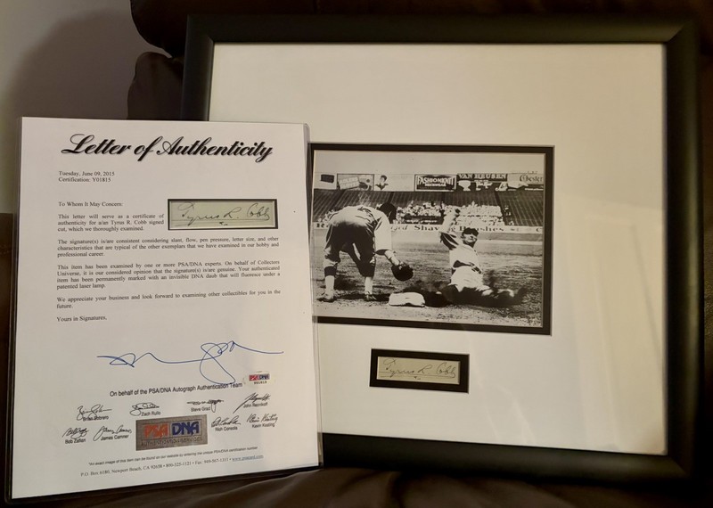 Ty Cobb framed Autograph cut Signed Check Framed PSA LOA from 50 y/o collection