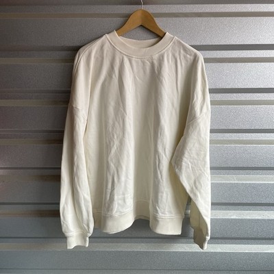 LUNE ACTIVE ZANE 100% ORGANIC COTTON OVERSIZED CREW - MARSHMELLOW Size Medium 