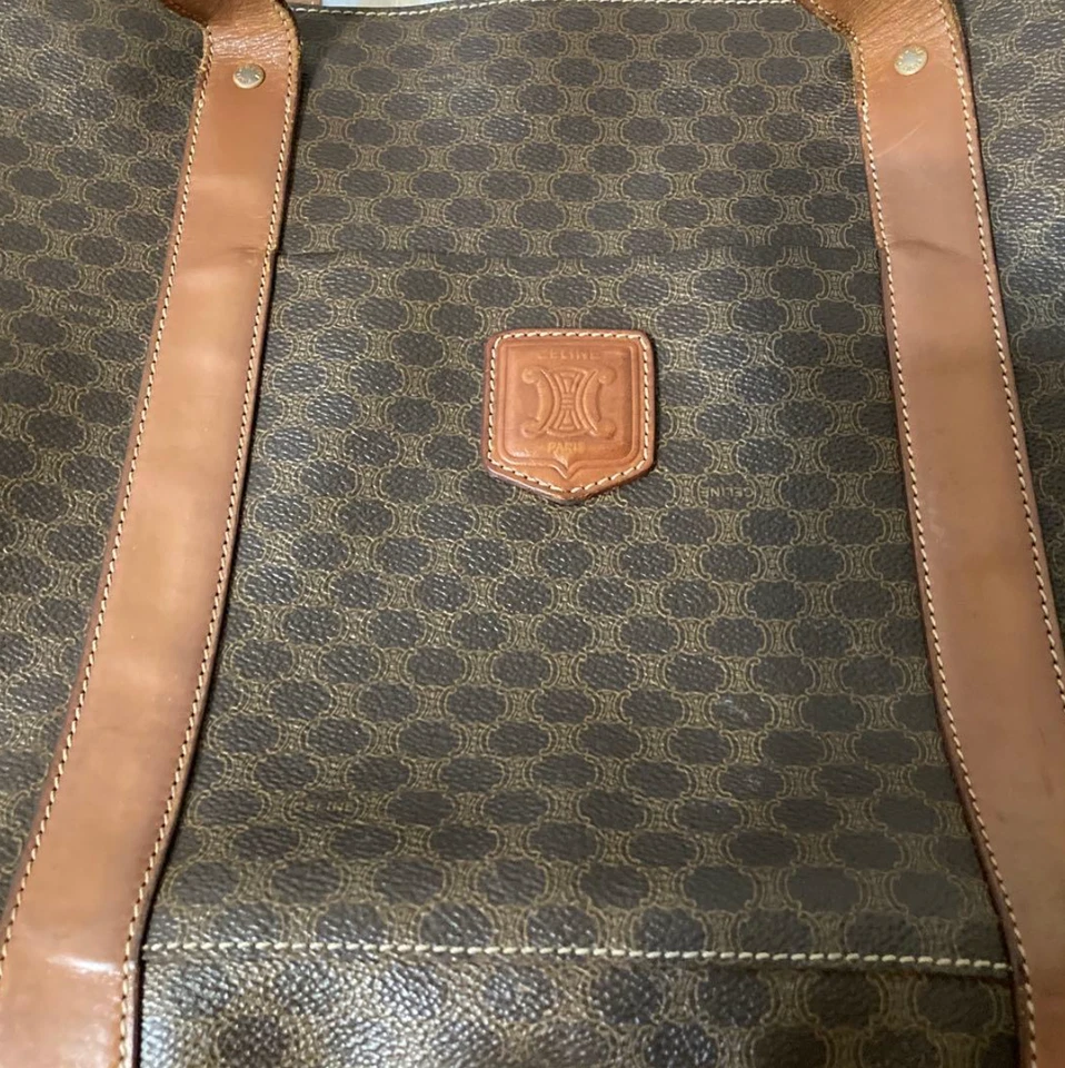 CELINE macadam PVC leather tote bag brown Authentic 0010 - Image 3 of 4