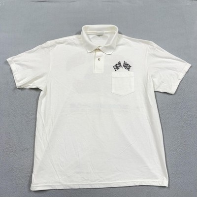 Vintage Hanes Polo Shirt Mens Large White Florida 500 Club Racing Daytona Beach